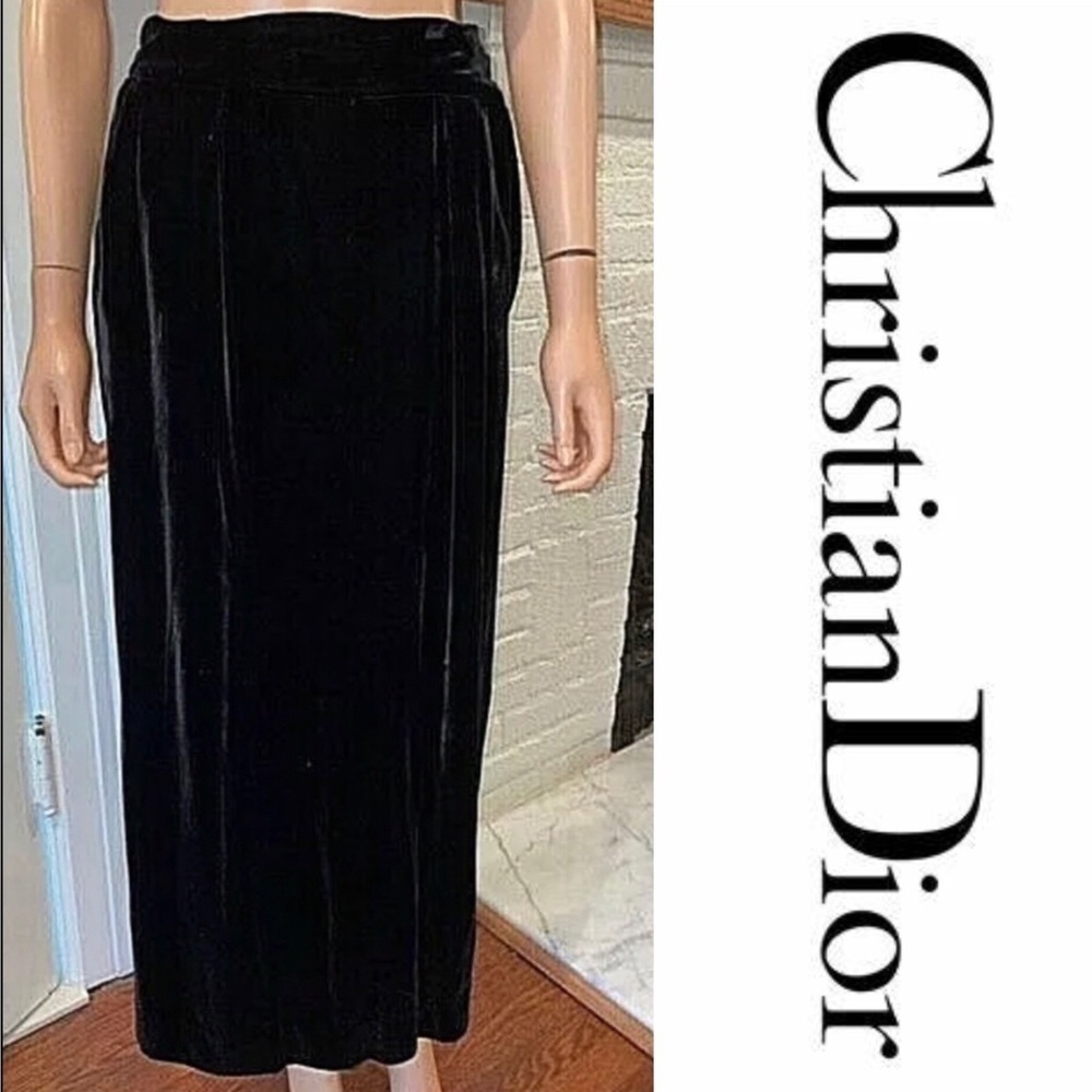 Vintage Christian Dior Black Velour Long Skirt